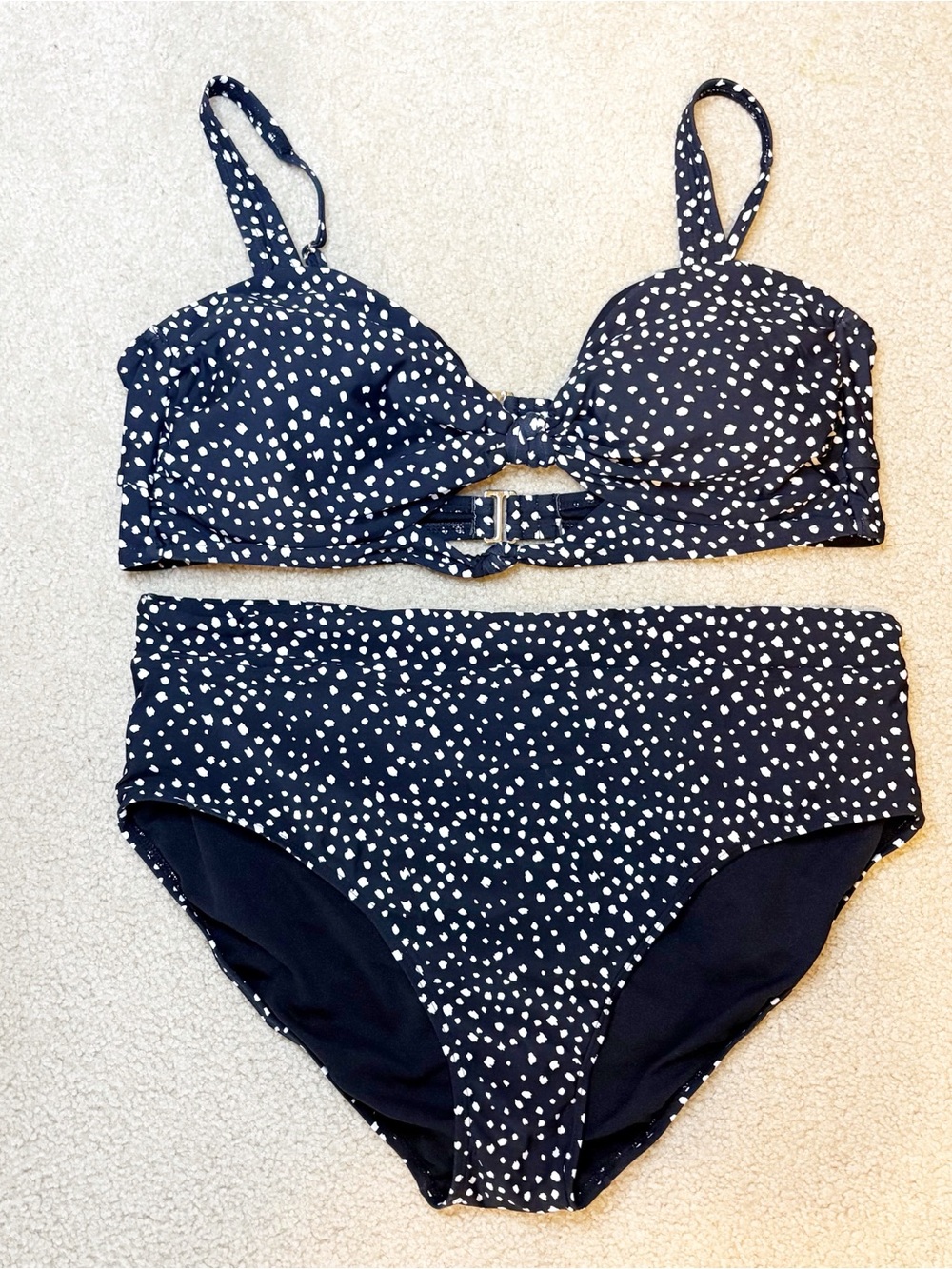 Time & Tru Black & White Polka Dot Bikini Set